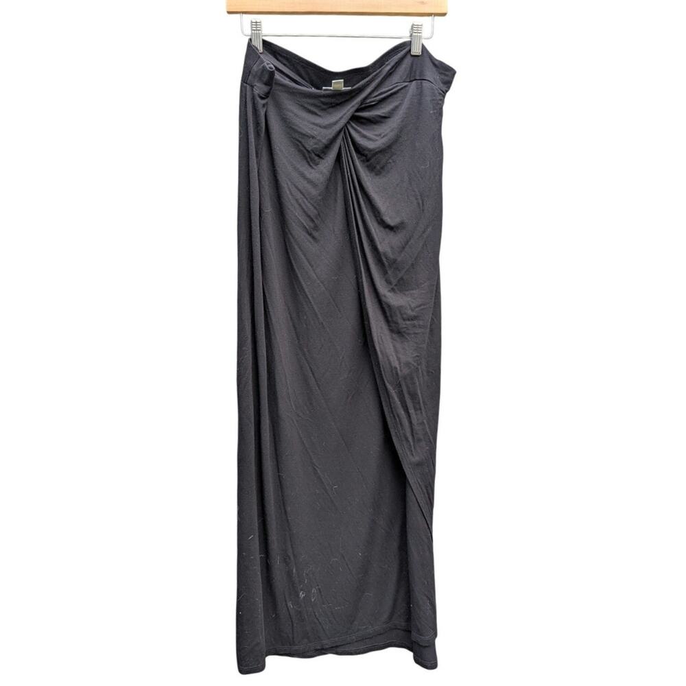 Bisou Bisou XL Black Maxi Skirt Swim Suit Cover Up High Slit Beach Vacation